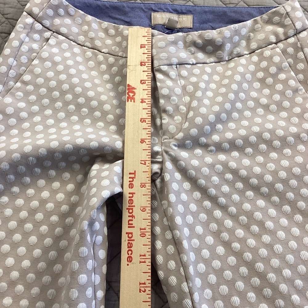 Banana Republic tan Polka Dot Skinny Pants Sz 2 - Picture 6 of 13